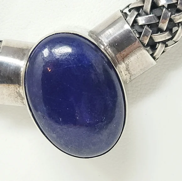 Sterling Silver Lapis signed BA necklace